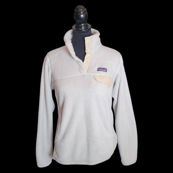 Patagonia Jackets & Blazers - Patagonia Women's Snap T Fleece White and Pullover Long Sleeve Tan Jacket Size M